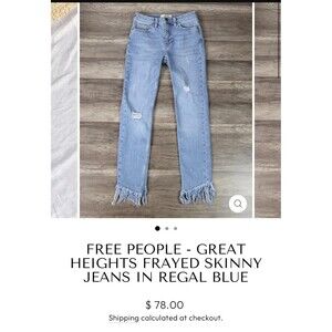 FREE PEOPLE - GREAT HEIGHTS FRAYED SKINNY JEANS 28